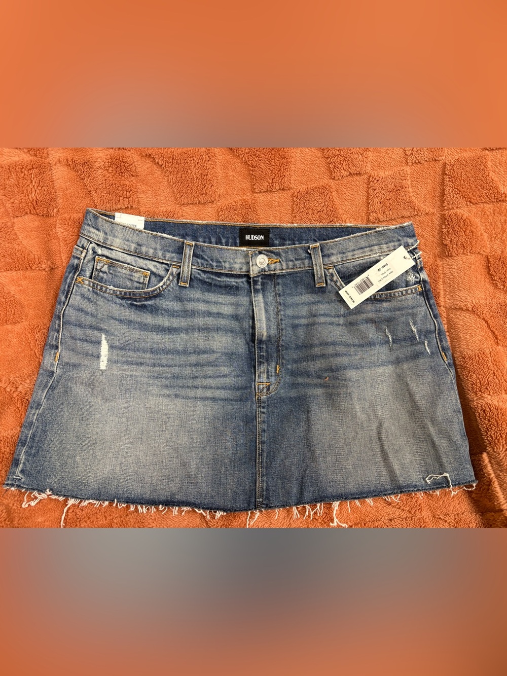 Hudson Jeans blue distressed denim mini skirt